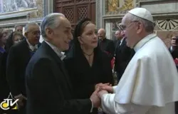  Pope Francis meets with the diplomatic corps in Regia Hall on March 22, 2013. ?w=200&h=150