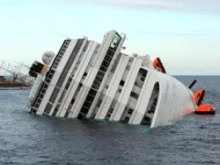 The cruise ship Costa Concordia lies stricken near the island of Giglio on January 18, 2012. 