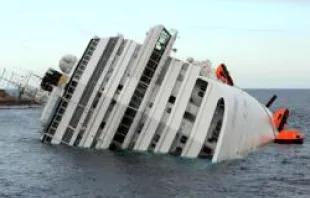 The cruise ship Costa Concordia lies stricken near the island of Giglio on January 18, 2012.   Tullio M. Puglia/Getty Images News/Getty Images
