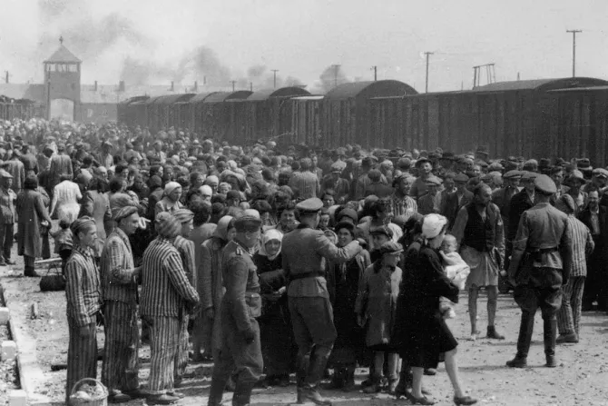 Selection of Hungarian Jews on the ramp at the Auschwitz II Birkenau death camp May or June 1944 Credit Auschwitz Album Yad Vashem public domain