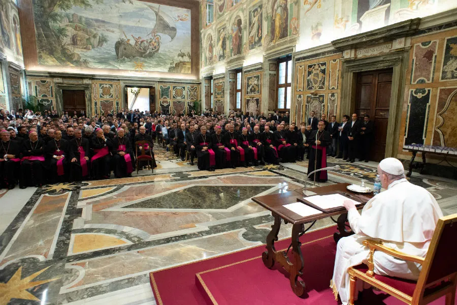 Pope Francis addresses seminarians from the northern Italian region of Lombardy, Oct. 13, 2018, ?w=200&h=150