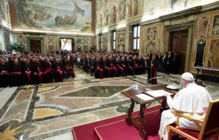 Pope Francis addresses seminarians from the northern Italian region of Lombardy, Oct. 13, 2018,   Servizio Fotografico - Vatican Media