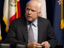 Sen. John McCain speaks Sept. 24, 2012 on campaign finance at USC's Schwarzenegger Institute for State and Global Policy. 