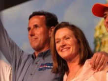 Senator Rick Santorum, and his wife Karen Santorum at the Ames, Iowa Straw Poll in Ames, Iowa. 