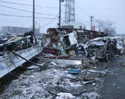 Snow-covered wreckage in Sendai City, Japan. ?w=200&h=150