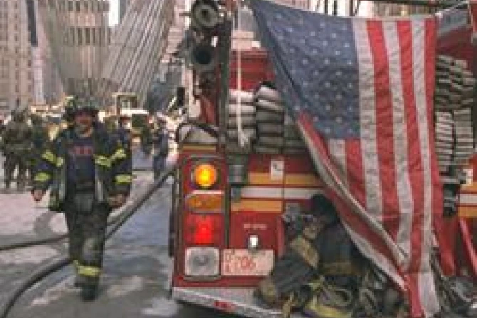 Sept 13 2001 Fire fighters continue to battle smouldering fires and clean up wreckage at the WTC Photo by Andrea Booher FEMA News Photo CNA US Catholic News 9 2 11