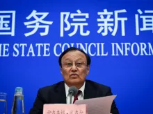 Shohrat Zakir, deputy secretary of the CPC Committee and chairman of the Xinjiang Uyghur Autonomous Region, speaks at a press conference in Beijing, July 30, 2019. 