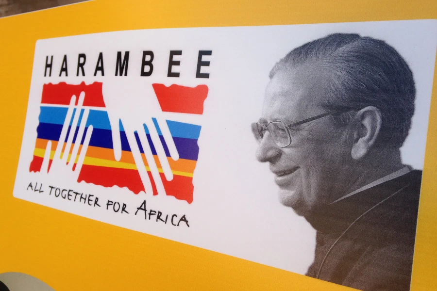 Signs for Harmabee Africa International outside the Basilica of St. Eugene in Rome, where Alvaro del Portillo's relics will be displayed following his Sept. 27 beatification. ?w=200&h=150