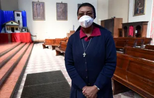 Sister Angel Bipendu in a church in Lombardy on April 7, 2020.   AFP via Getty Images.