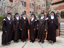 Six sisters from the Institute of Allied Discalced Carmelites of the Holy Trinity currently living and working on the St. John Paul II Center. 