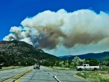 Smoke plume from the 416 Fire near Durango, CO on June 1, 2018. 