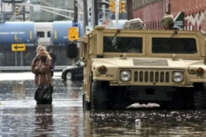 Soldiers assist residents displaced by Hurricane Sandy in Hoboken NJ Oct 31 2012 Credit US Army Spc Joseph Davis CNA US Catholic News 11 1 12