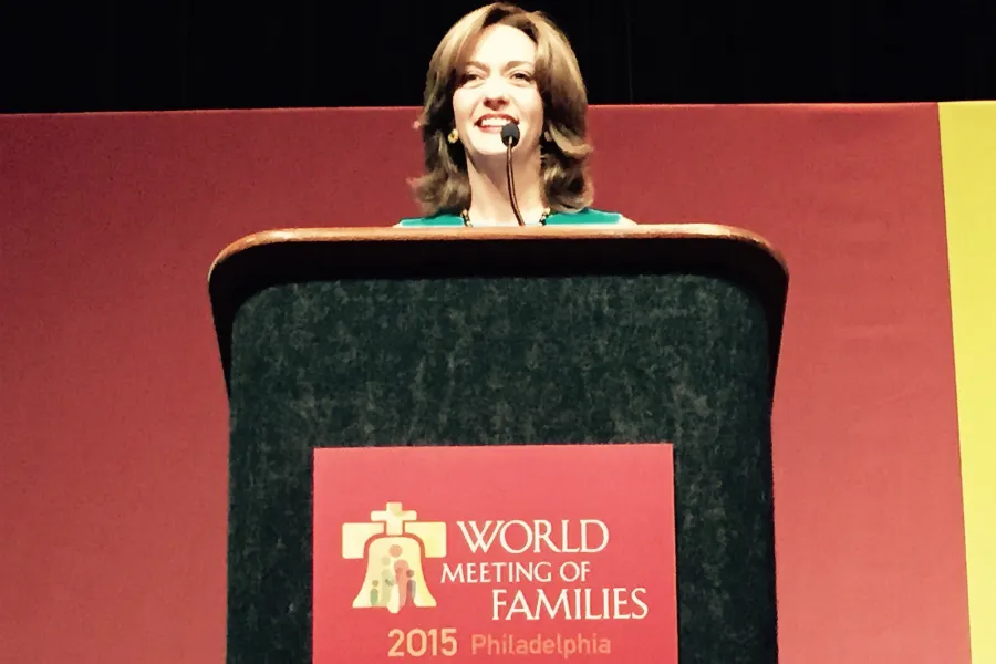 Sonia Maria Crespo de Illingworth, author of the thank you letter to Pope Francis, speaks at the 2015 World Meeting of Families in Philadelphia.?w=200&h=150