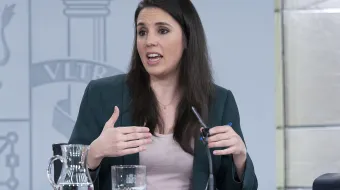 Spanish Equality Minister Irene Montero speaks after the Council of Ministers, March 3, 2020.