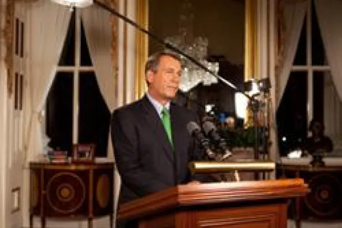 Speaker Boehner delivers an address to the nation on Republicans plan to cut spending and prevent default on July 25 2011 Credit SpeakerBoehner CNA US Catholic News 7 27 11