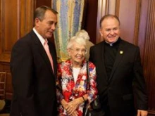 Speaker Boehner greets Fr. Pat Conroy and his mother, Ruth, May 25, 2011