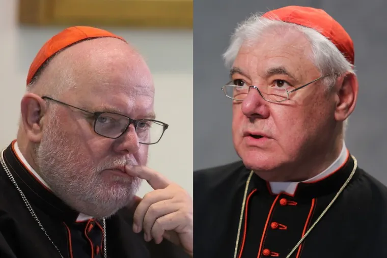 Cardinal Reinhard Marx and Cardinal Gerhard Müller. Credit: Bohumil Petrik/CNA and Daniel Ibáñez/CNA