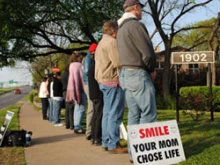 Pro-life advocates pray outside of an abortion clinic in Austin, Texas