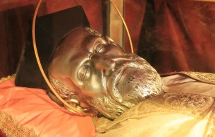 An effigy over the relics of St. Philip Neri at the Chiesa Nuova in Rome.   Daniel Ibanez/CNA.