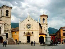 The Basilica of St. Benedict in the main square of Norcia, before the earthquake.