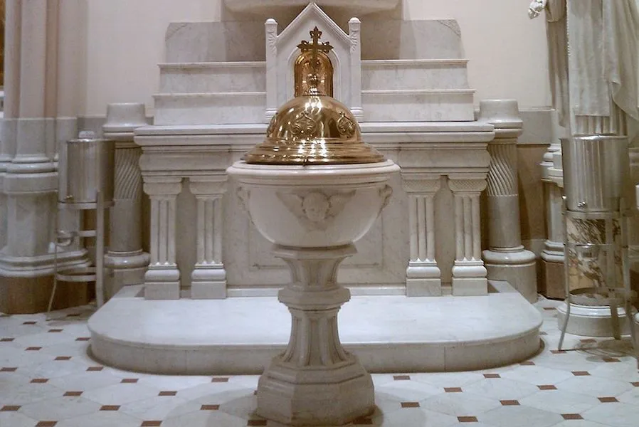 A baptismal font at St. Michael's Parish in Philadelphia. ?w=200&h=150