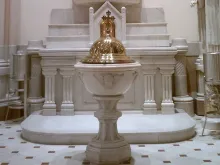 A baptismal font at St. Michael's Parish in Philadelphia. 