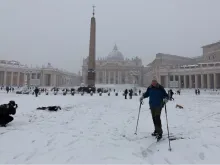 St. Peter's Basilica covered in snow Feb. 26, 2018. 