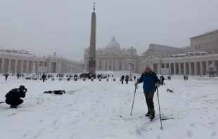 St. Peter's Basilica covered in snow Feb. 26, 2018.   Daniel Ibáñez/CNA.