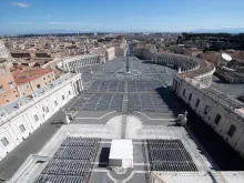 An empty St. Peter's Square amid coronavirus precautions, March 12, 2020. 
