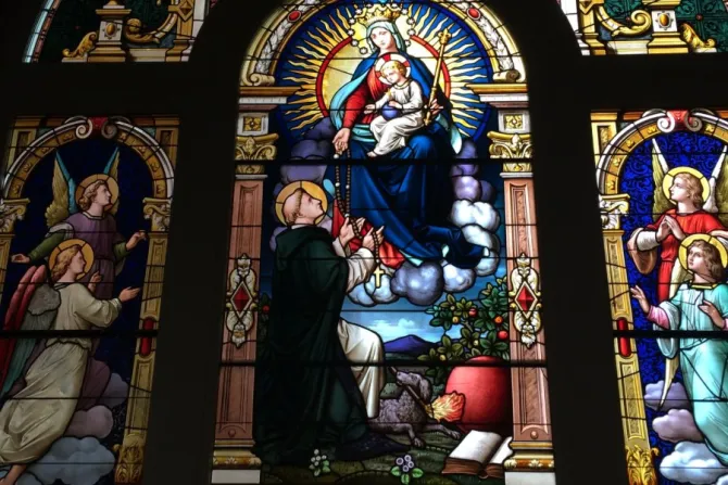 Stained glass window in the Dominican St Cecilia Motherhouse in Nashville TN Credit  Courtney Grogan CNA