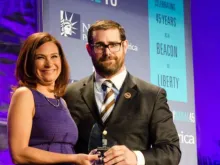 State Rep. Brian Sims with Ilyse Hogue, president of NARAL, at an event for the organization's 45th anniversary, Feb. 4, 2014, in the San Francisco area. (Wikimedia (CC BY 3.0).)