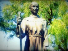 Statue of Fr Junipero Serra, Mission San Juan Bautista California. 