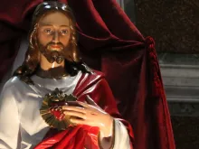 A statue of the Sacred Heart of Jesus inside the Basilica of the Sacred Heart of Jesus in Rome, Italy. June 9, 2015. 