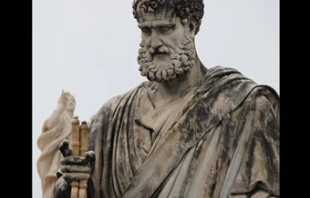 St. Peter holds the keys in St. Peter's Square at the Vatican.   Mauricio Artieda/CNA.