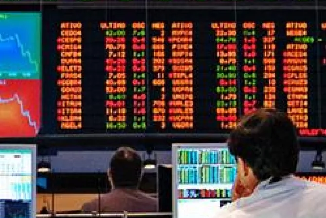 Stock market board Credit Rafael Matsunaga CC BY 20 CNA World Catholic News 10 24 11