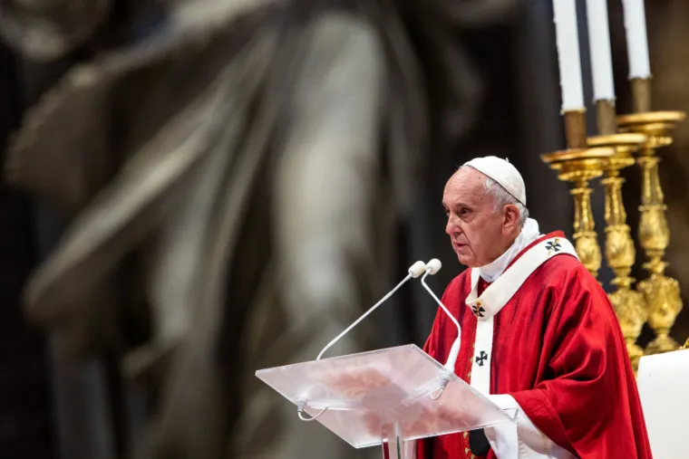 Pope Francis offers Mass on the feast of Sts. Peter and Paul on June 29, 2019. Credit: Daniel Ibanez/CNA.