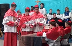 Students from St. Louis Catholic School in Alexandria, VA learn about the Papal Conclave by creating their own. Photos courtesy of St. Louis Catholic School.?w=200&h=150