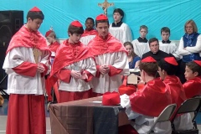 Students from St Louis Catholic School in Alexandria VA learn about the Papal Conclave by creating their own Photos courtesy of St Louis Catholic School CNA 3 6 13