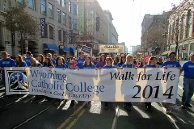 Students from Wyoming Catholic College take part in the 2014 Walk for Life West Coast in San Francisco Jan 25 2014 Credit Wyoming Catholic College CNA 1 30 14