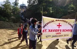 Students lead the Medical Awareness Campaign March in Lazu. ?w=200&h=150