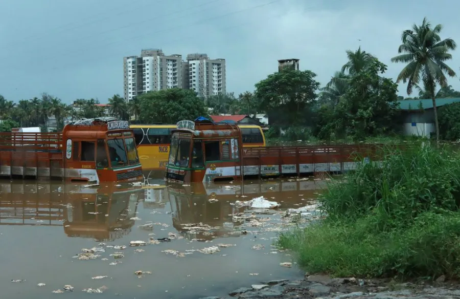 Submerged vehicles on a flooded street are pictured following monsoon rains in Kochi, in the Indian state of Kerala, Aug. 16, 2018. ?w=200&h=150
