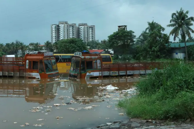 Submerged vehicles on a flooded street are pictured following monsoon rains in Kochi in the Indian state of Kerala on August 16 2018 Credit AFP Getty Images CNA