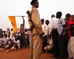 Soccer fans attend a ceremony after a soccer match called the Referendum Cup in honor of the conclusion of the referendum vote January 16, 2011 in the town of Yambio, south Sudan. Getty Images News?w=200&h=150