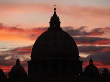 Sunset over St. Peter's Basilica. 