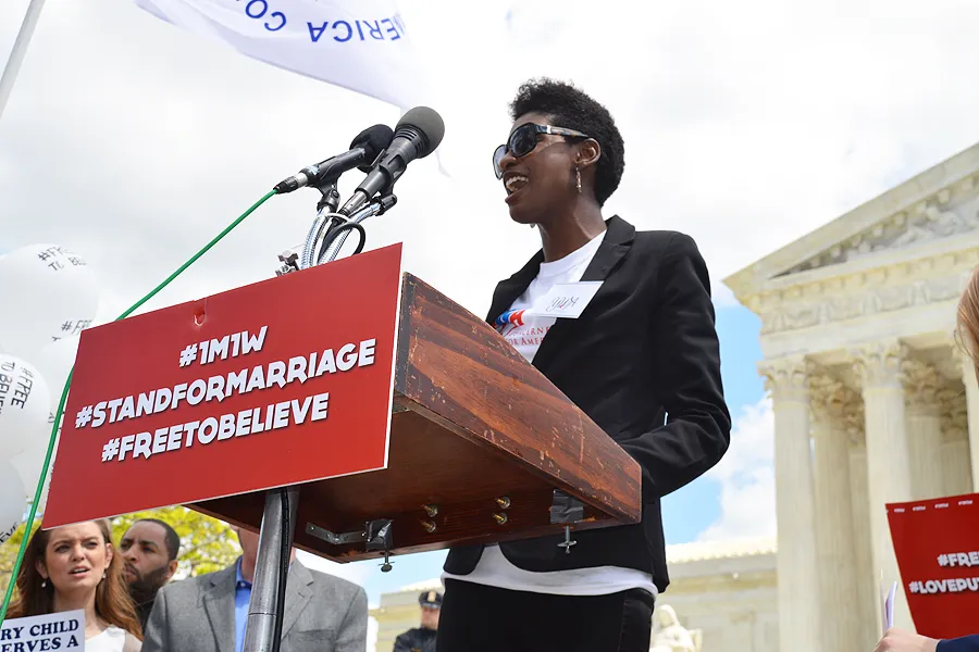 Defenders of marriage join rallies in front of SCOTUS during arguments over definition of marriage in Washington DC on April 28, 2015. ?w=200&h=150
