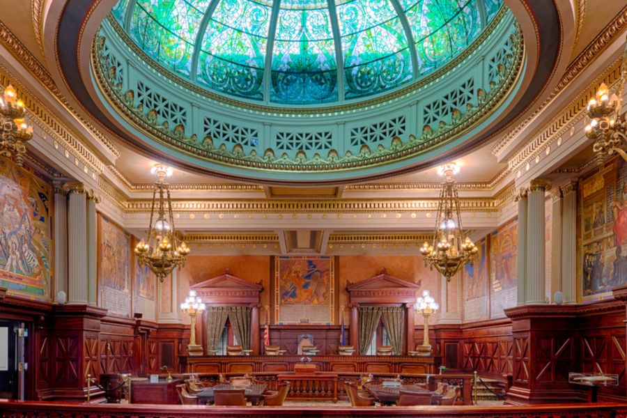 The Supreme Court Chamber in the Pennsylvania State Capitol building in Harrisburg. ?w=200&h=150