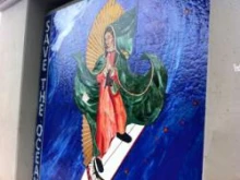 The mosaic that's become known as the ‘Surfing Madonna.’ 