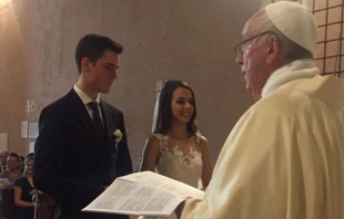 Pope Francis celebrates a wedding in Vatican City, July 14, 2018. Photo: provided by Fr. Arnoldo Rodrigues
