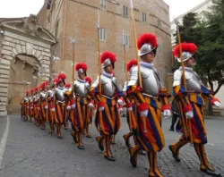 Swiss Guards march through Vatican City on May 6, 2012.?w=200&h=150