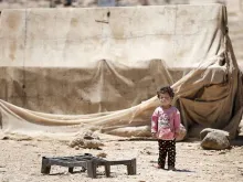 A child in a camp for Syrian refugees. 